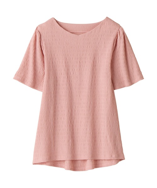 alotta(アロッタ)の「大人カジュアル!ぽこぽこジャガードフレア袖シンプルTシャツ(Tシャツ/カットソー・レディース・ブラック/ネイビー/ピンク/ホワイト・M/L/LL)」の21枚目の写真