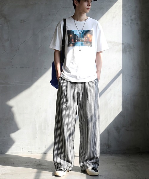 antiqua(アンティカ)の「ストライプ柄 タック ワイドパンツ(その他パンツ・レディース・ブラック・MEDIUM/LARGE)」の13枚目の写真