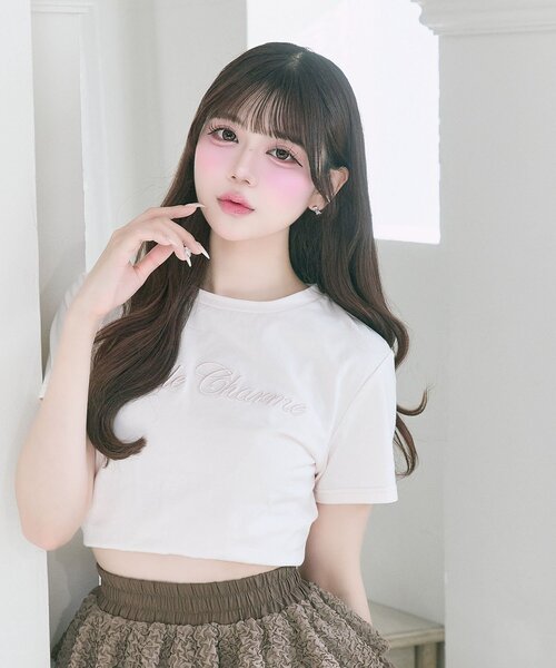 OLIVE des OLIVE（オリーブデオリーブ）の「【Belle Charme】Belle Charme Embroidery tee（Tシャツ/カットソー・レディース・ブラック/オフホワイト/ピンク・FREE）」の19枚目の写真