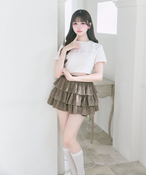 OLIVE des OLIVE（オリーブデオリーブ）の「【Belle Charme】Belle Charme Embroidery tee（Tシャツ/カットソー・レディース・ブラック/オフホワイト/ピンク・FREE）」の20枚目の写真