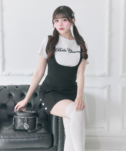 OLIVE des OLIVE（オリーブデオリーブ）の「【Belle Charme】Belle Charme Embroidery tee（Tシャツ/カットソー・レディース・ブラック/オフホワイト/ピンク・FREE）」の7枚目の写真