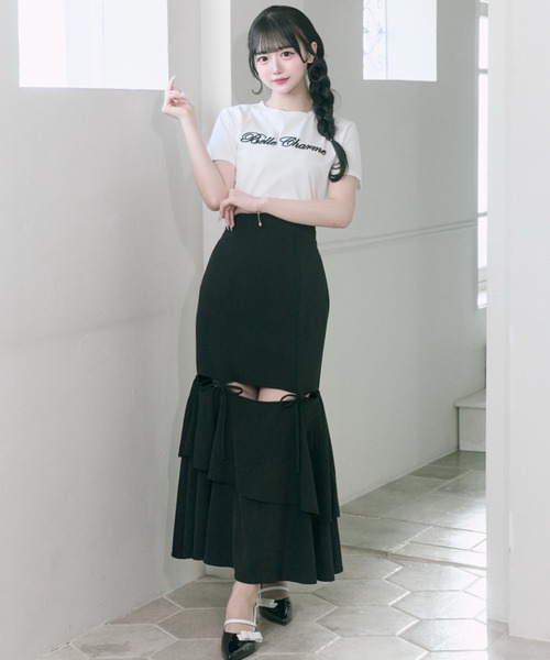 OLIVE des OLIVE（オリーブデオリーブ）の「【Belle Charme】Belle Charme Embroidery tee（Tシャツ/カットソー・レディース・ブラック/オフホワイト/ピンク・FREE）」の11枚目の写真