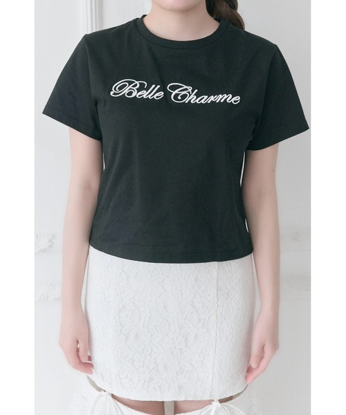 OLIVE des OLIVE（オリーブデオリーブ）の「【Belle Charme】Belle Charme Embroidery tee（Tシャツ/カットソー・レディース・ブラック/オフホワイト/ピンク・FREE）」の14枚目の写真