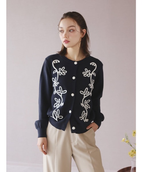 fifth（フィフス）の「コード刺繍二ットカーデ（カーディガン/ボレロ・レディース・グレー/ネイビー・M）」の16枚目の写真