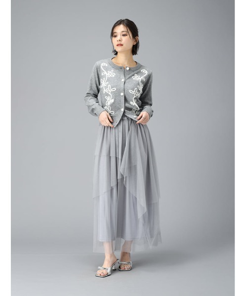 fifth（フィフス）の「コード刺繍二ットカーデ（カーディガン/ボレロ・レディース・グレー/ネイビー・M）」の3枚目の写真