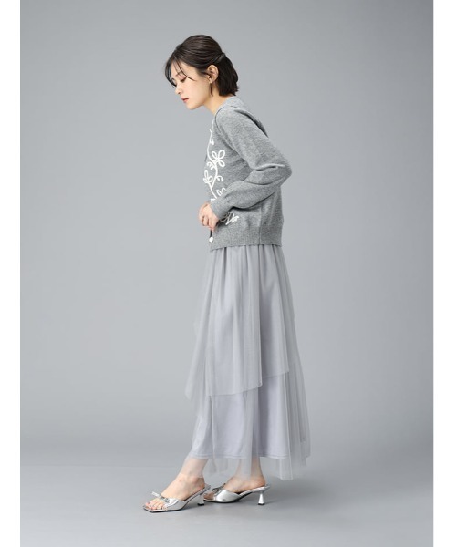 fifth（フィフス）の「コード刺繍二ットカーデ（カーディガン/ボレロ・レディース・グレー/ネイビー・M）」の4枚目の写真