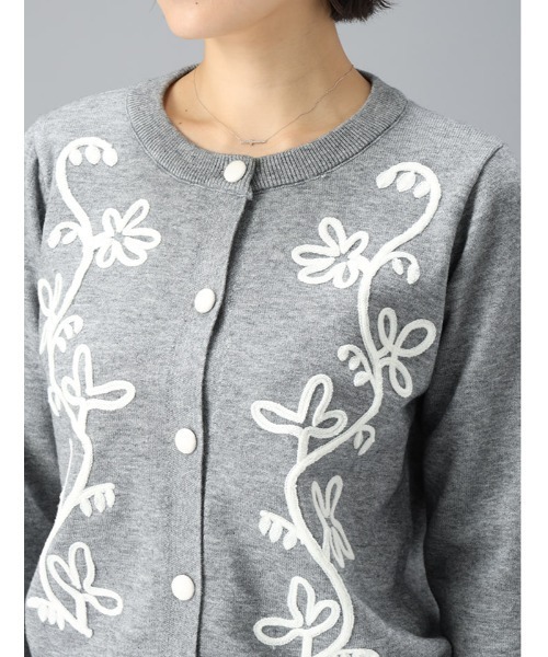 fifth（フィフス）の「コード刺繍二ットカーデ（カーディガン/ボレロ・レディース・グレー/ネイビー・M）」の9枚目の写真
