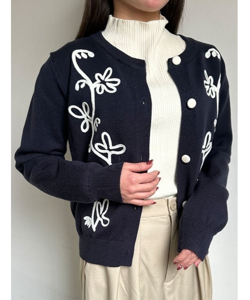 fifth（フィフス）の「コード刺繍二ットカーデ（カーディガン/ボレロ・レディース・グレー/ネイビー・M）」の14枚目の写真