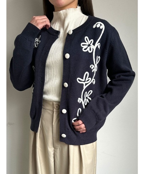 fifth（フィフス）の「コード刺繍二ットカーデ（カーディガン/ボレロ・レディース・グレー/ネイビー・M）」の15枚目の写真