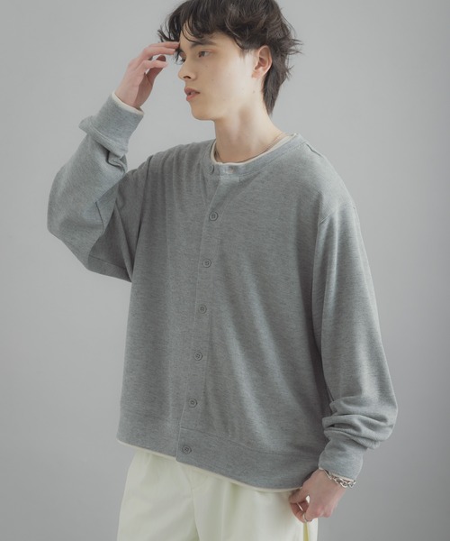 SENSE OF PLACE by URBAN RESEARCH（センスオブプレイスバイアーバンリサーチ）の「フェイクレイヤードクルーネックカーディガン（カーディガン/ボレロ・メンズ・チャコールグレー/グレー/ブラウン・MEDIUM/LARGE）」の11枚目の写真