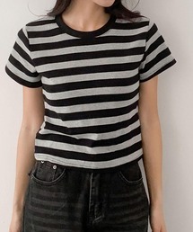ボーダークルーネック半袖Tシャツ