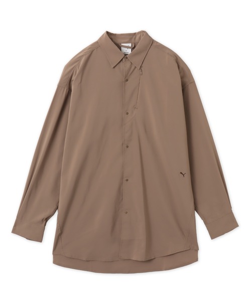 PUMA(プーマ)の「PUMA OVERSIZED LS SHIRT / プーマ ユニセックス オーバーサイズド ロングスリーブ シャツ(シャツ/ブラウス・メンズ・グリーン/ベージュ/ブラック・XL/L/M/S)」の2枚目の写真