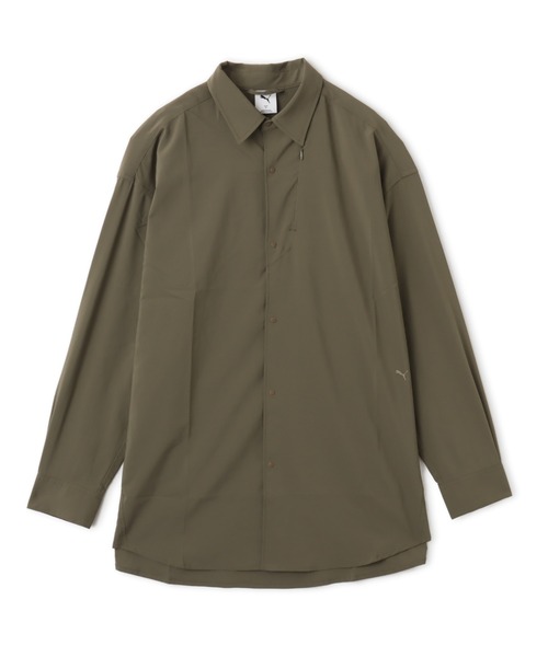 PUMA(プーマ)の「PUMA OVERSIZED LS SHIRT / プーマ ユニセックス オーバーサイズド ロングスリーブ シャツ(シャツ/ブラウス・メンズ・グリーン/ベージュ/ブラック・XL/L/M/S)」の3枚目の写真