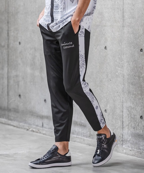 1minute 1second(ワンミニットワンセカンド)の「mp14690-high stretch knit line easy pants イージーパンツ(1M26N050)(その他パンツ・メンズ・ネイビー/ホワイト系その他/ブラック・XL/L/M/S)」の1枚目の写真