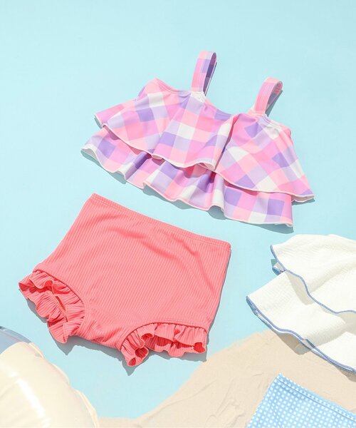 BREEZE（ブリーズ）の「【UVカット】フリルセパレート水着（水着・キッズ・ピンク/オフホワイト・80/90/100/110/120/130/140）」の2枚目の写真