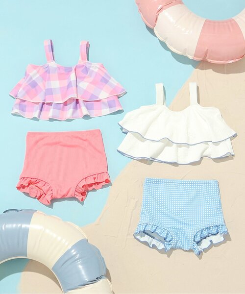 BREEZE（ブリーズ）の「【UVカット】フリルセパレート水着（水着・キッズ・ピンク/オフホワイト・80/90/100/110/120/130/140）」の6枚目の写真