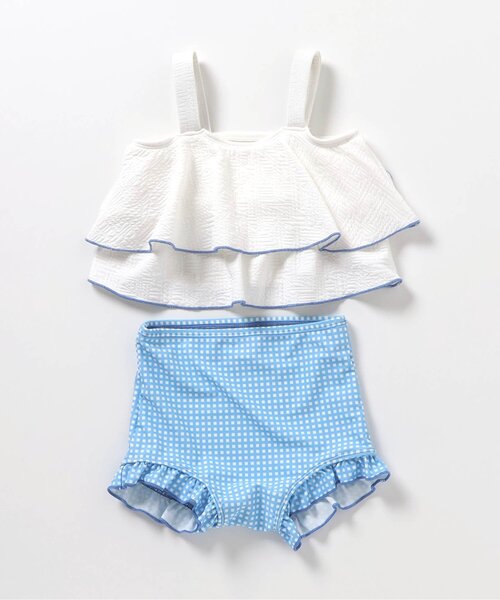 BREEZE（ブリーズ）の「【UVカット】フリルセパレート水着（水着・キッズ・ピンク/オフホワイト・80/90/100/110/120/130/140）」の3枚目の写真