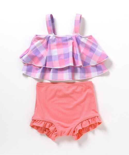 BREEZE（ブリーズ）の「【UVカット】フリルセパレート水着（水着・キッズ・ピンク/オフホワイト・80/90/100/110/120/130/140）」の4枚目の写真