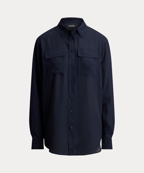 LAUREN RALPH LAUREN（ローレン ラルフ ローレン）の「リラックス フィット ジョーゼット シャツ（シャツ/ブラウス・レディース・ネイビー系1・S/M/XS/XXS）」の7枚目の写真