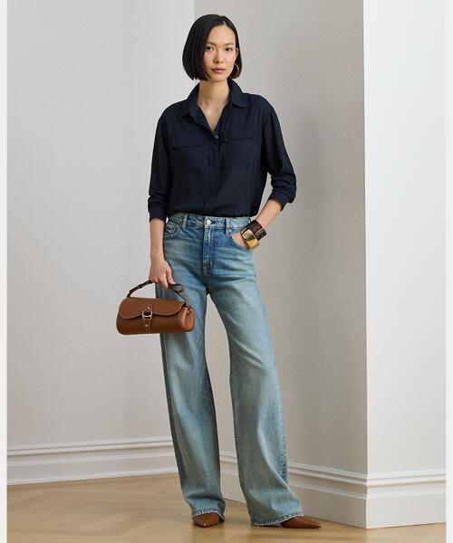 LAUREN RALPH LAUREN（ローレン ラルフ ローレン）の「リラックス フィット ジョーゼット シャツ（シャツ/ブラウス・レディース・ネイビー系1・S/M/XS/XXS）」の8枚目の写真