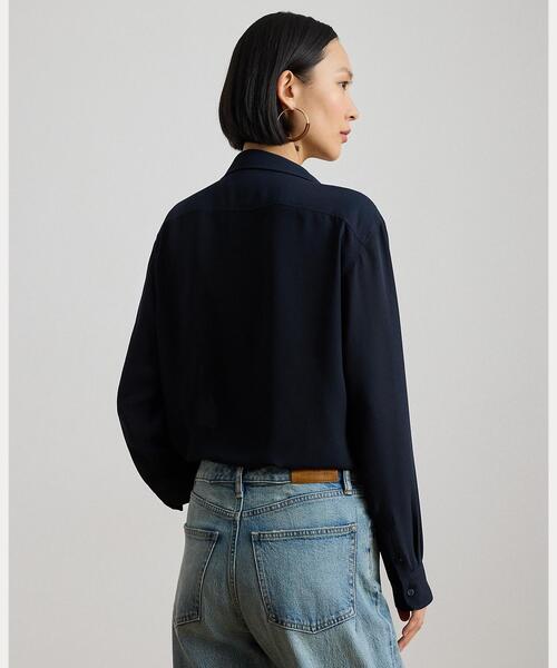 LAUREN RALPH LAUREN（ローレン ラルフ ローレン）の「リラックス フィット ジョーゼット シャツ（シャツ/ブラウス・レディース・ネイビー系1・S/M/XS/XXS）」の6枚目の写真