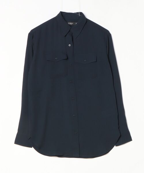 LAUREN RALPH LAUREN（ローレン ラルフ ローレン）の「リラックス フィット ジョーゼット シャツ（シャツ/ブラウス・レディース・ネイビー系1・S/M/XS/XXS）」の3枚目の写真