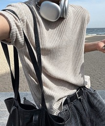 COSYHARU（コシハル）の「ベロアカットオフ半袖ニット（Tシャツ/カットソー）」