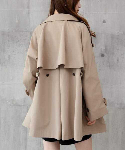 DRESS PLUS(ドレスプラス)の「トレンチコート Aライン 裏地付き アウタ(トレンチコート・レディース・アイボリー/ブラック/ベージュ・M)」の7枚目の写真