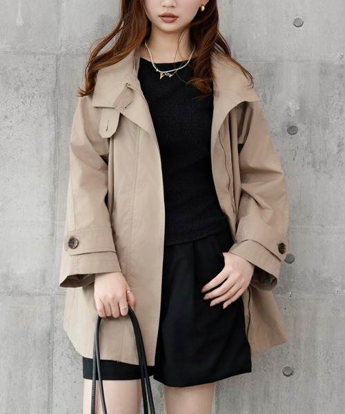 DRESS PLUS(ドレスプラス)の「トレンチコート Aライン 裏地付き アウタ(トレンチコート・レディース・アイボリー/ブラック/ベージュ・M)」の10枚目の写真