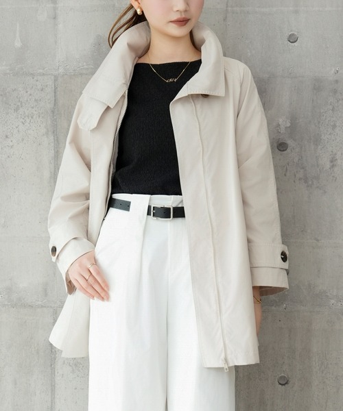 DRESS PLUS(ドレスプラス)の「トレンチコート Aライン 裏地付き アウタ(トレンチコート・レディース・アイボリー/ブラック/ベージュ・M)」の18枚目の写真
