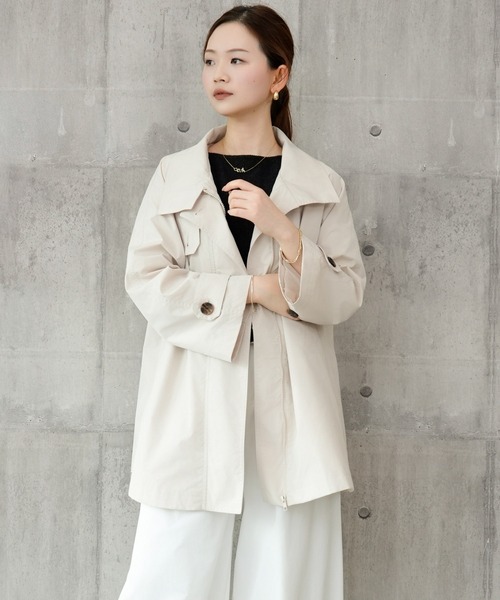 DRESS PLUS(ドレスプラス)の「トレンチコート Aライン 裏地付き アウタ(トレンチコート・レディース・アイボリー/ブラック/ベージュ・M)」の21枚目の写真