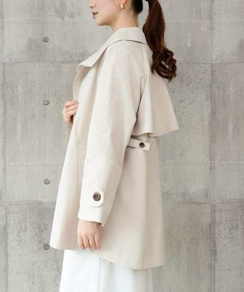 DRESS PLUS(ドレスプラス)の「トレンチコート Aライン 裏地付き アウタ(トレンチコート・レディース・アイボリー/ブラック/ベージュ・M)」の22枚目の写真