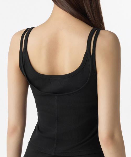 MUSINSA STANDARD WOMAN（ムシンサスタンダードウーマン）の「ウィメンズメッシュトップレイヤードストリングスリーブレストップ[ブラック/ブラック]（Tシャツ/カットソー・レディース・その他・SMALL/MEDIUM/LARGE/X-SMALL）」の4枚目の写真