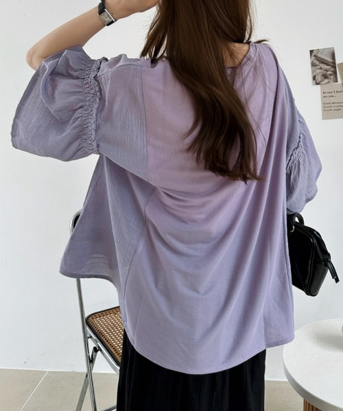Ada.(エイダ)の「シャーリング 袖 プルオーバー(Tシャツ/カットソー・レディース・ブラック/ブルー/パープル・FREE)」の18枚目の写真