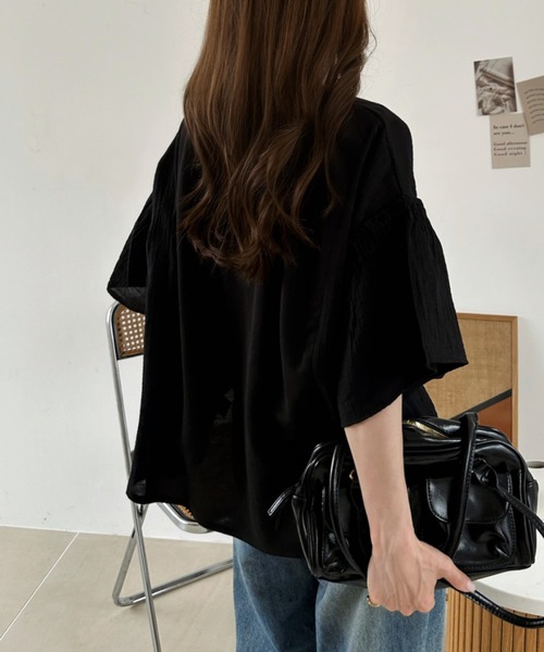 Ada.(エイダ)の「シャーリング 袖 プルオーバー(Tシャツ/カットソー・レディース・ブラック/ブルー/パープル・FREE)」の8枚目の写真