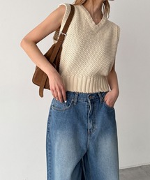 CANAL JEAN | El mar　かのこ編みニットベスト(ベスト)