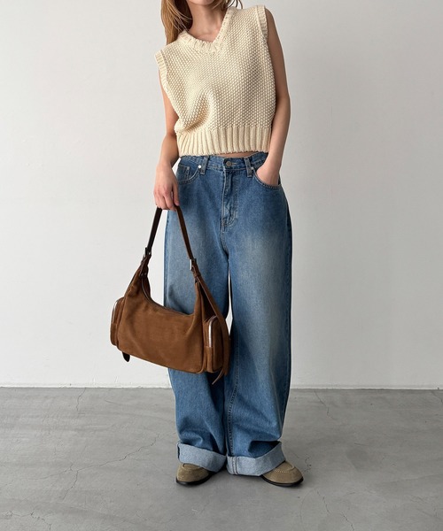 CANAL JEAN（キャナルジーン）の「El mar　かのこ編みニットベスト（ベスト・レディース・ネイビー/オフホワイト・ONE SIZE）」の5枚目の写真