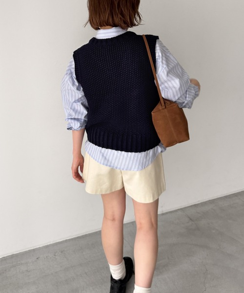 CANAL JEAN（キャナルジーン）の「El mar　かのこ編みニットベスト（ベスト・レディース・ネイビー/オフホワイト・ONE SIZE）」の7枚目の写真