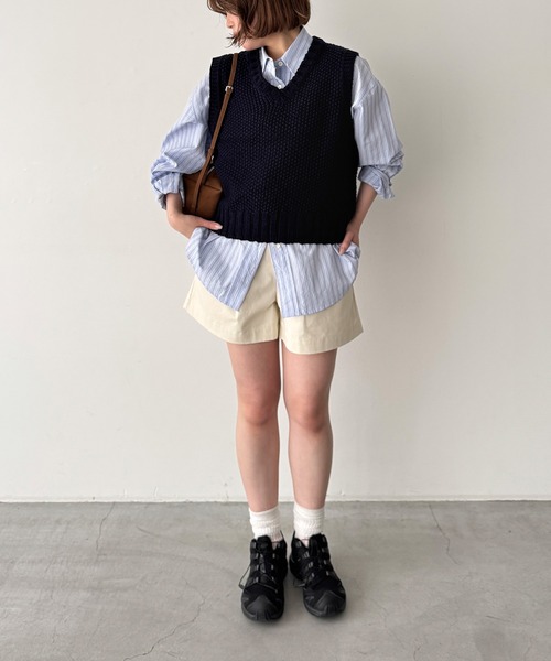 CANAL JEAN（キャナルジーン）の「El mar　かのこ編みニットベスト（ベスト・レディース・ネイビー/オフホワイト・ONE SIZE）」の8枚目の写真