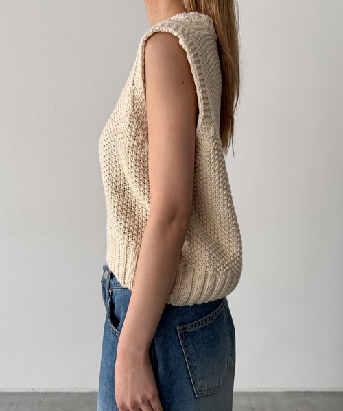 CANAL JEAN（キャナルジーン）の「El mar　かのこ編みニットベスト（ベスト・レディース・ネイビー/オフホワイト・ONE SIZE）」の10枚目の写真