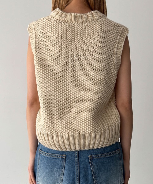 CANAL JEAN（キャナルジーン）の「El mar　かのこ編みニットベスト（ベスト・レディース・ネイビー/オフホワイト・ONE SIZE）」の11枚目の写真