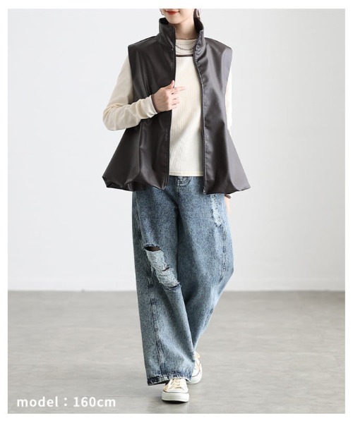 Sawa a la mode(サワアラモード)の「フェイクレザーバルーンベスト(その他アウター・レディース・ベージュ/ブラック/ブラウン・FREE)」の20枚目の写真