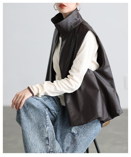 Sawa a la mode(サワアラモード)の「フェイクレザーバルーンベスト(その他アウター・レディース・ベージュ/ブラック/ブラウン・FREE)」の19枚目の写真