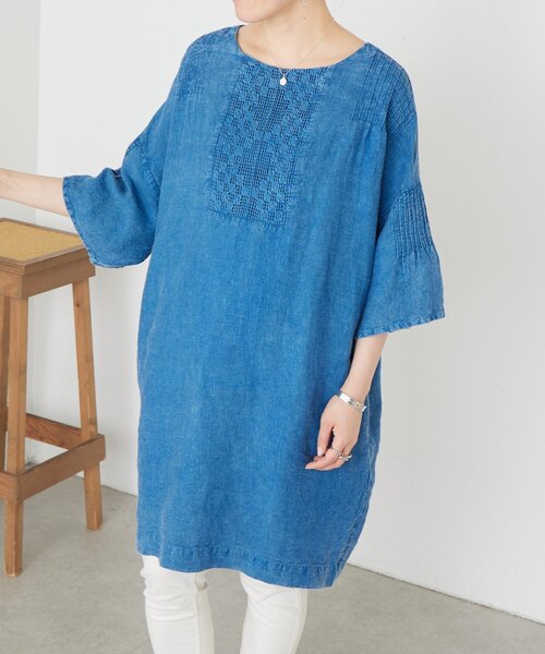 LIVETART（リヴェタート）の「ウォッシュドリネンワンピース（ワンピース・レディース・インディゴブルー・FREE）」の2枚目の写真