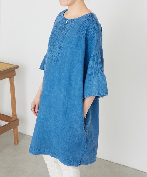LIVETART（リヴェタート）の「ウォッシュドリネンワンピース（ワンピース・レディース・インディゴブルー・FREE）」の3枚目の写真