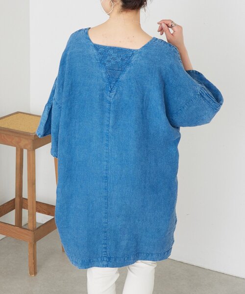 LIVETART（リヴェタート）の「ウォッシュドリネンワンピース（ワンピース・レディース・インディゴブルー・FREE）」の4枚目の写真