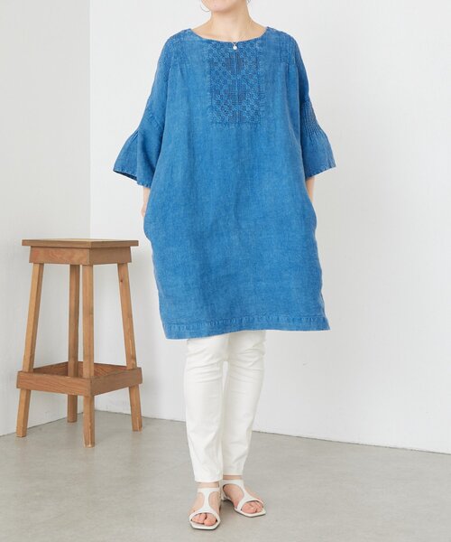 LIVETART（リヴェタート）の「ウォッシュドリネンワンピース（ワンピース・レディース・インディゴブルー・FREE）」の5枚目の写真