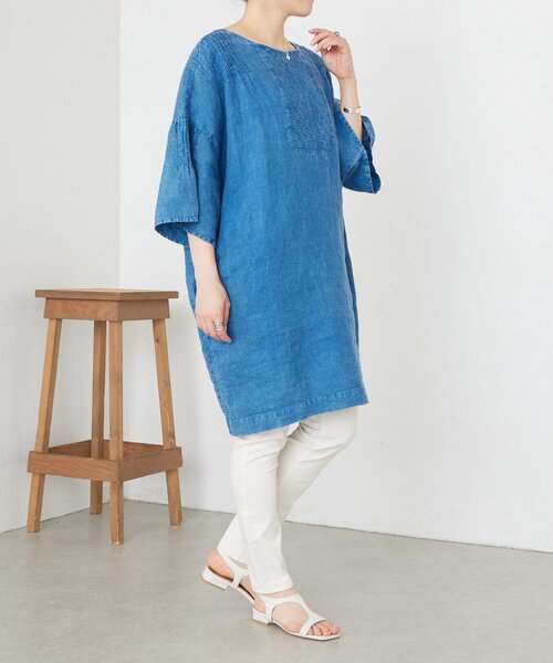 LIVETART（リヴェタート）の「ウォッシュドリネンワンピース（ワンピース・レディース・インディゴブルー・FREE）」の6枚目の写真