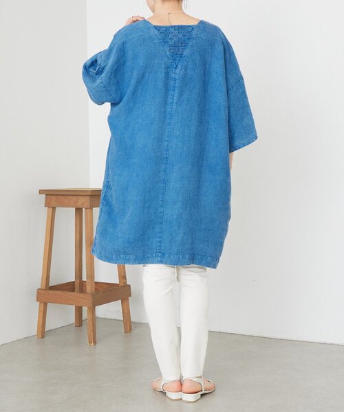 LIVETART（リヴェタート）の「ウォッシュドリネンワンピース（ワンピース・レディース・インディゴブルー・FREE）」の7枚目の写真
