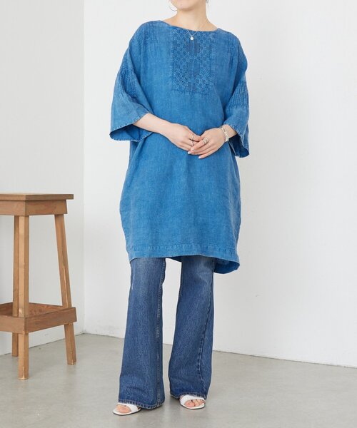 LIVETART（リヴェタート）の「ウォッシュドリネンワンピース（ワンピース・レディース・インディゴブルー・FREE）」の8枚目の写真